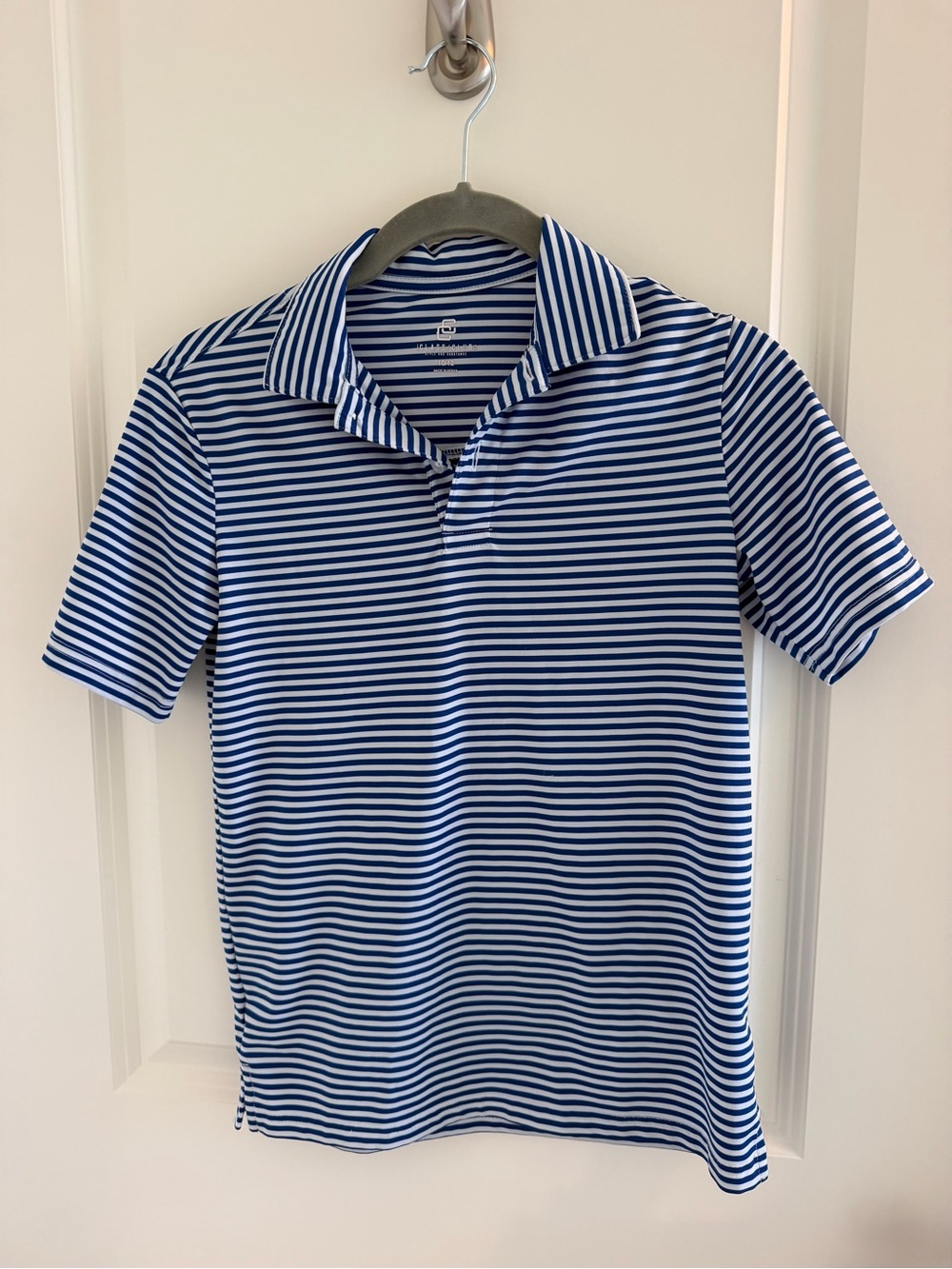 Performance Striped Blue & White Boys’ Polo Shirt Size 10/12